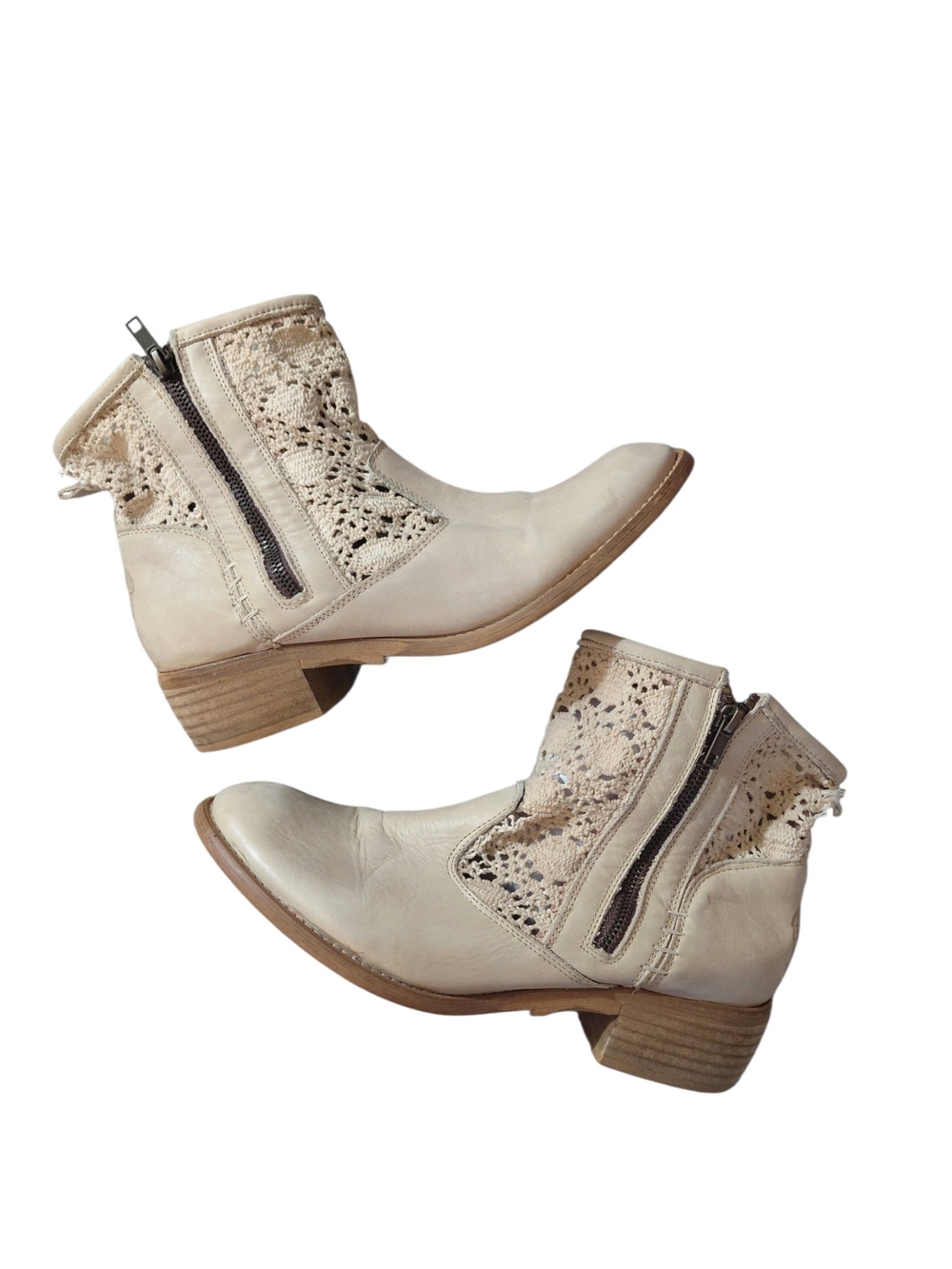 Anthropologie Musse & Cloud Suede Macrame Ankle Boots Suze 10 Woven Booties